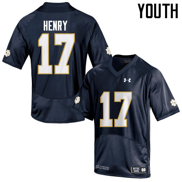 Youth #17 Nolan Henry Notre Dame Fighting Irish College Football Jerseys-Navy Blue - Click Image to Close